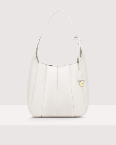 Coccinelle Grained Leather Shoulder Bag Bundie Small - White