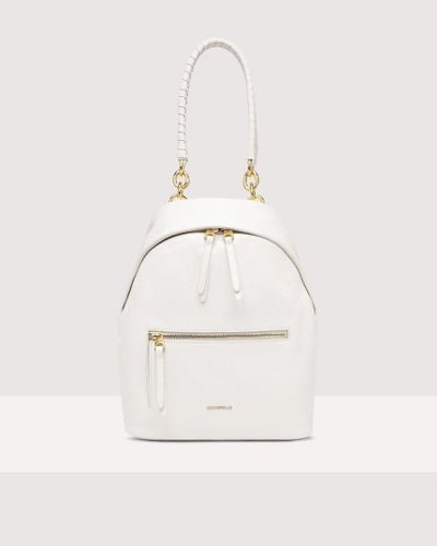 Coccinelle Grained Leather Backpack Maelody Medium - White
