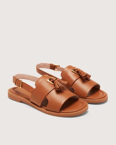 Coccinelle Smooth Leather Low-Heeled Sandals Beat Selleria - Brown