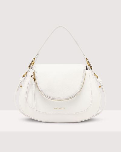 Coccinelle Grained Leather Handbag Sole Small - White