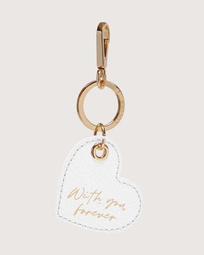 Coccinelle Leather And Metal Key Ring Valentine - White