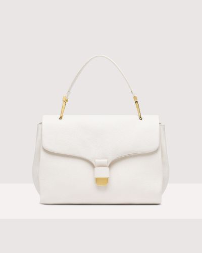 Coccinelle Grained Leather Handbag Neofirenze Soft Medium - White