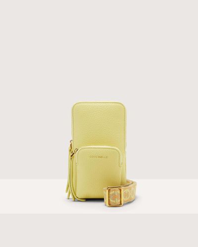 Coccinelle Grained Leather Phone Holder Pixie - Yellow