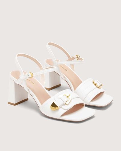 Coccinelle Smooth Leather Heeled Sandals Magalù Smooth - White