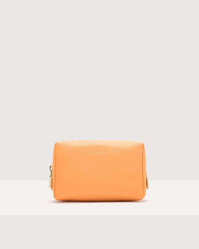 Coccinelle Grained Leather Make-Up Bag Trousse Maxi - Orange