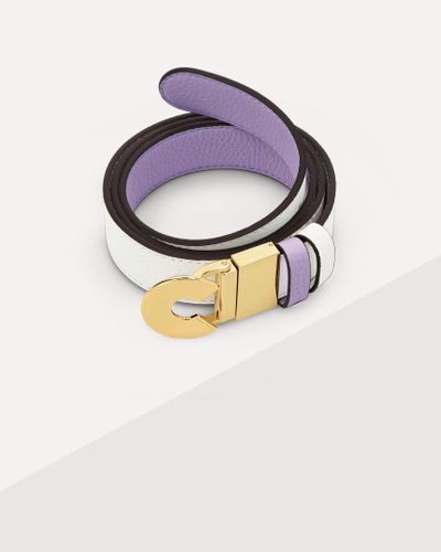 Coccinelle Grained Leather Belt Logo C Reversible - Metallic