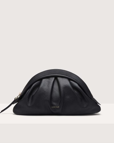 Coccinelle Smooth Leather Clutch Bag Cheek Smooth Medium - Black