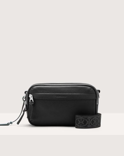 Coccinelle Grained Leather Crossbody Bag Smart To Go - Black