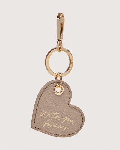 Coccinelle Leather And Metal Key Ring Valentine - Natural