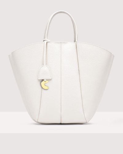 Coccinelle Grained Leather Handbag Bundie Medium - White