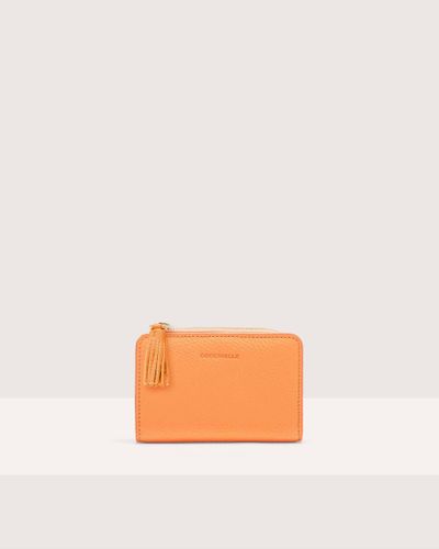 Coccinelle Small Grained Leather Wallet Tassel - Orange