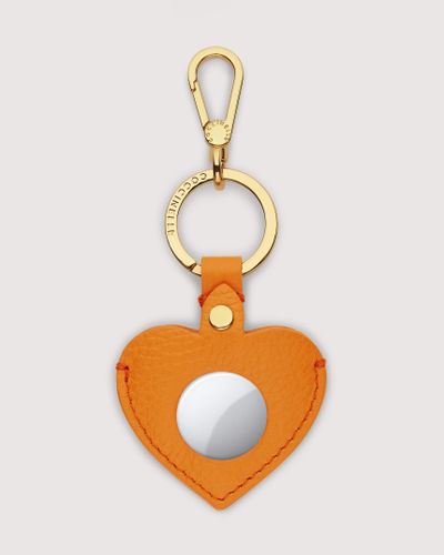 Coccinelle Leather And Metal Airtag Case Airtag Charm - Orange