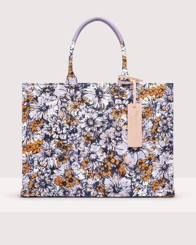 Coccinelle Borsa a mano in Tessuto con stampa floreale Never Without Bag Cross Flower Print Medium - Blu