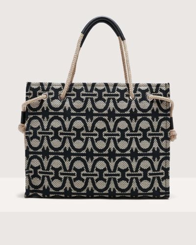 Coccinelle Monogram Jacquard Summer Fabric Handbag Never Without Bag Summer Monogram Large - Black