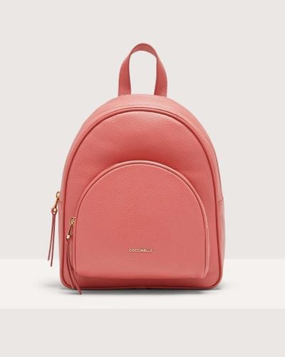 Coccinelle Grained Leather Backpack Gleen Medium - Red