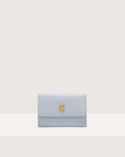 Coccinelle Grained Leather Card Holder Myrine - Blue