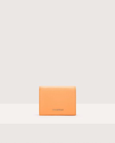 Coccinelle Small Grainy Leather Purse Metallic Soft - Orange