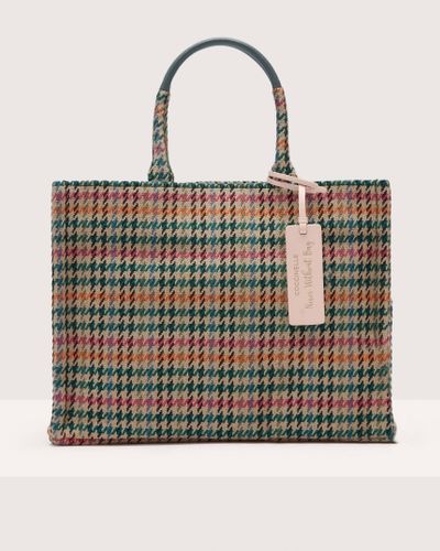 Coccinelle Houndstooth Fabric And Grained Leather Handbag Never Without Bag Pied De Poule Large - Multicolour