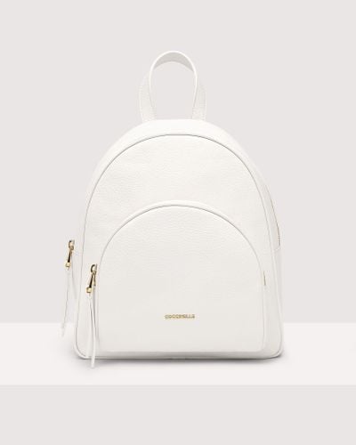 Coccinelle Grained Leather Backpack Gleen Medium - White