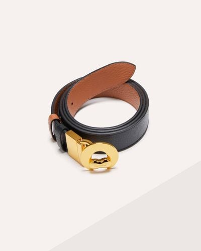 Coccinelle Grained Leather Belt Binxie - Metallic