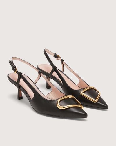 Coccinelle Smooth Leather Slingbacks With Heel Himma Smooth - Black