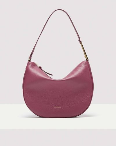 Coccinelle Grained Leather Shoulder Bag Priscilla Medium - Purple