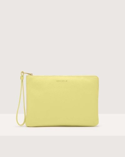 Coccinelle Grained Leather Pouch Alias Medium - Yellow