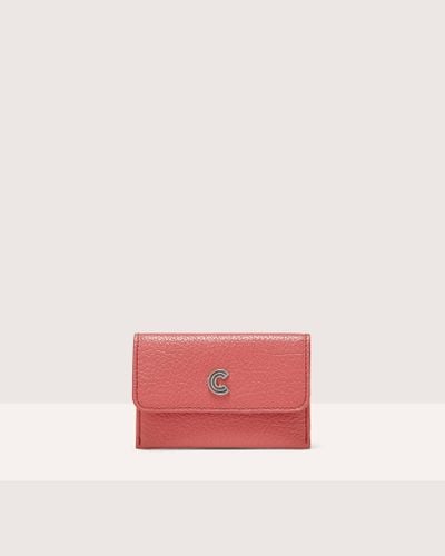 Coccinelle Shiny Goat-Embossed Leather Pouch Myrine Shiny Goat - Red