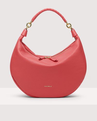 Coccinelle Grainy Leather Shoulder Bag Maelody Medium - Red