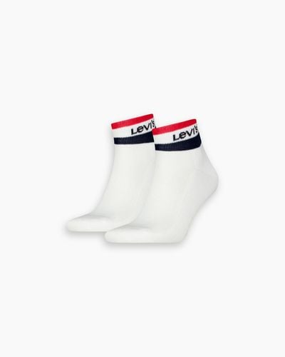 Levi's Mid Cut Sport Stripe Socks 2 Pack - Black