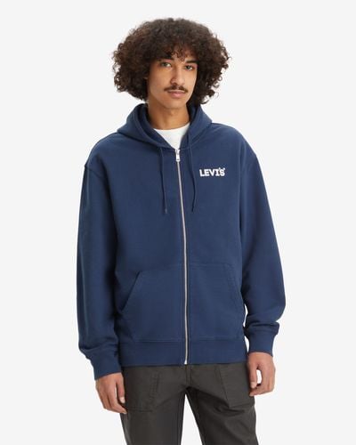 Levi's Relaxed fit hoodie mit grafik und reißverschluss - Schwarz