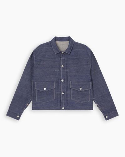 Levi's Made in japan 1879 blouse trucker jacke mit falten - Blau