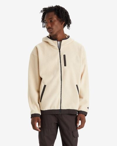 Levi's Hooded Sherpa Zip Up Sweatshirt - Black