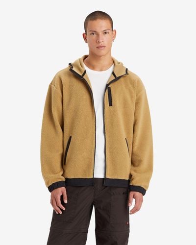 Levi's Hooded Sherpa Zip Up Sweatshirt - Black