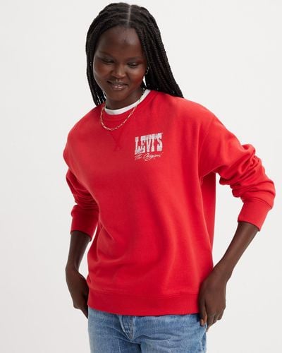 Levi's Signature sweatshirt mit rundhalsausschnitt und grafik - Rot