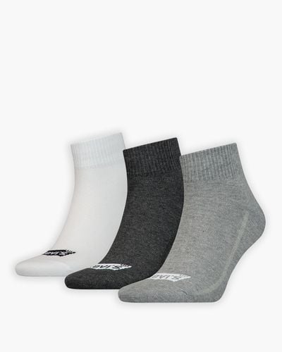 Levi's Calcetines de media altura de algodón reciclado con el logo batwing: paquete de 3 - Negro