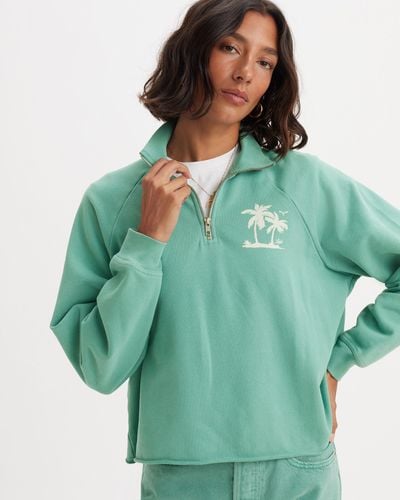 Levi's Dillon sweatshirt mit grafik und 1/4 reißverschluss - Grün