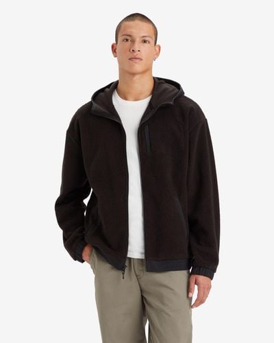 Levi's Hooded Sherpa Sweatshirt Met Rits - Zwart
