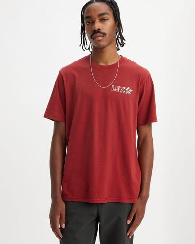 Levi's T shirt stampata taglio comodo rosso / zigzag headline garment dye sun dried tomato