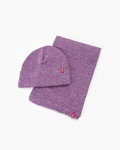 Levi's Scarf And Beanie Gift Set - Purple
