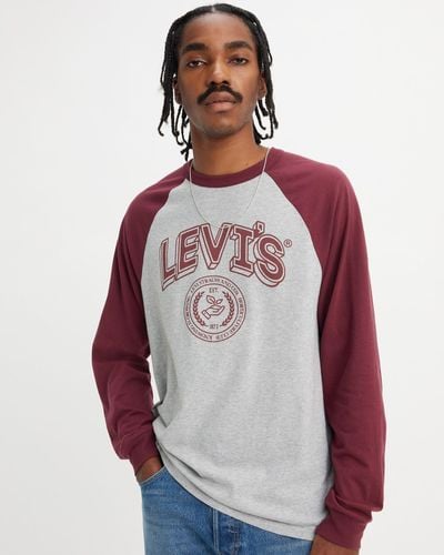 Levi's T shirt raglan stampata a manica lunga - Nero
