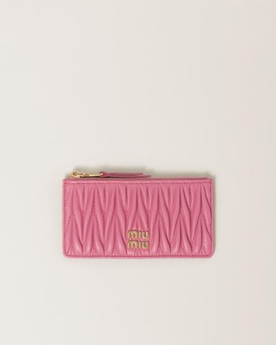 Miu Miu Matelassé Nappa Leather Envelope Wallet - Pink