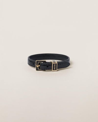 Miu Miu Leather Bracelet - Black