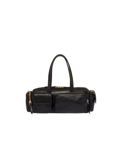 Miu Miu Nappa Leather Pocket Top-Handle Bag - Black