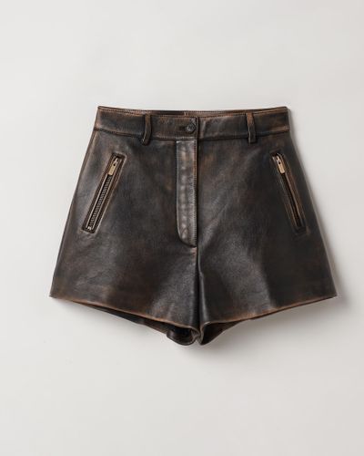 Miu Miu Nappa Leather Shorts - Black
