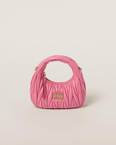Miu Miu Wander Matelassé Nappa Leather Hobo Mini-Bag - Pink