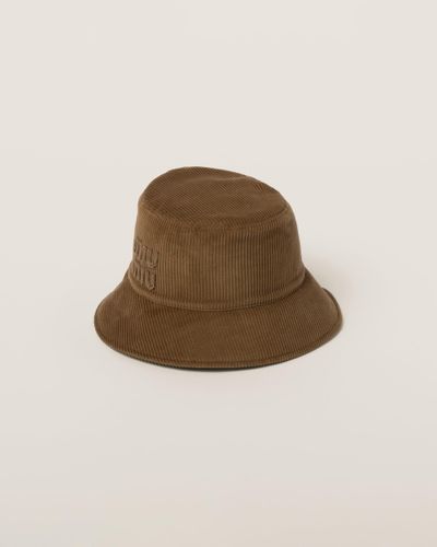 Miu Miu Velvet Bucket Hat - Brown