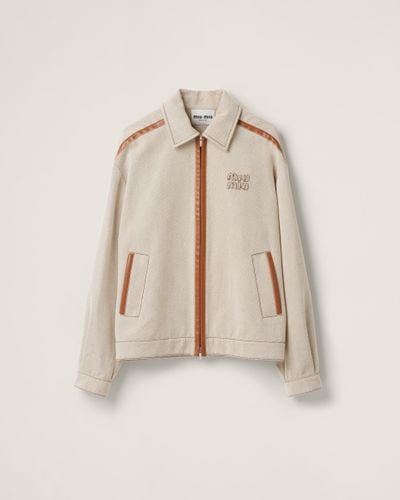 Miu Miu Jacquard Canvas Blouson Jacket - Natural