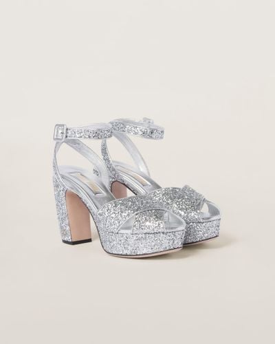 Miu Miu Glitter Sandals - Metallic