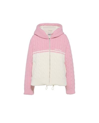 Miu Miu Cashmere And Wool Down Jacket - Pink